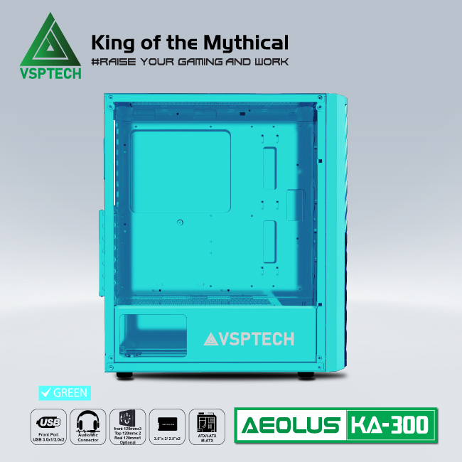 Case Gaming VSPTECH KA300 - White/Pink/Green