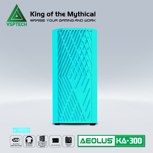 Case Gaming VSPTECH KA300 - White/Pink/Green