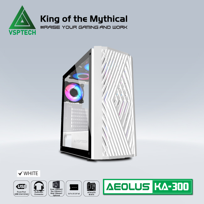 Case Gaming VSPTECH KA300 - White/Pink/Green