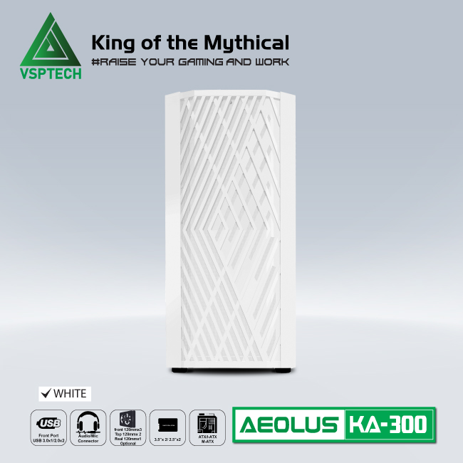 Case Gaming VSPTECH KA300 - White/Pink/Green