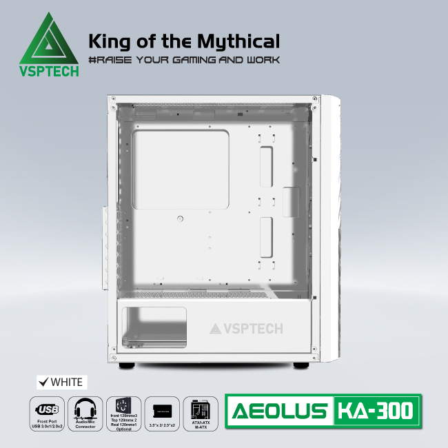 Case Gaming VSPTECH KA300 - White/Pink/Green