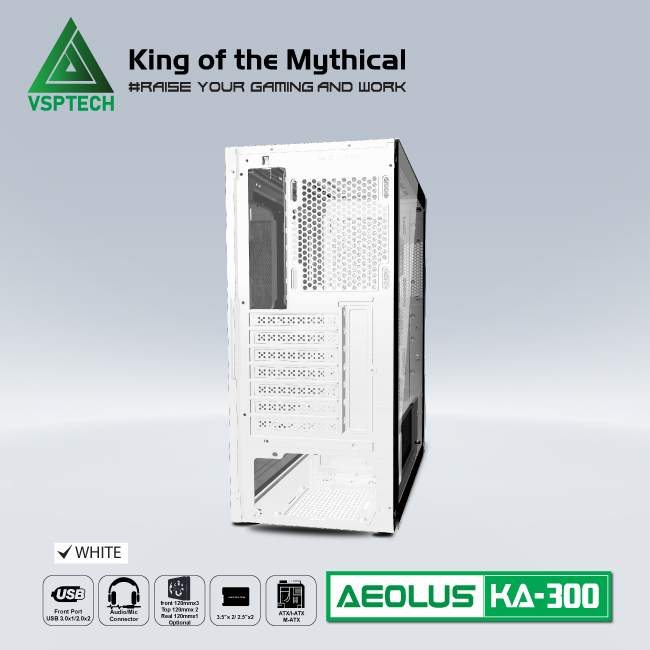 Case Gaming VSPTECH KA300 - White/Pink/Green