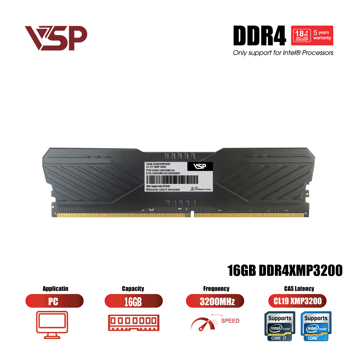 Ram PC VSP DDR4 16GB - 3200MHz
