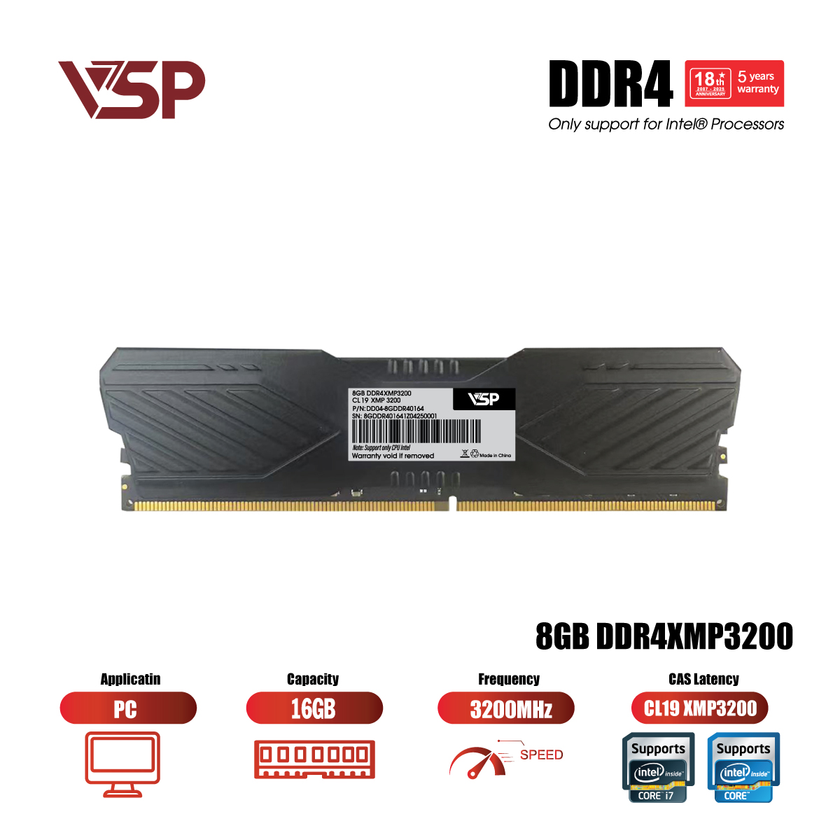 Ram PC VSP DDR4 8GB - 3200MHz