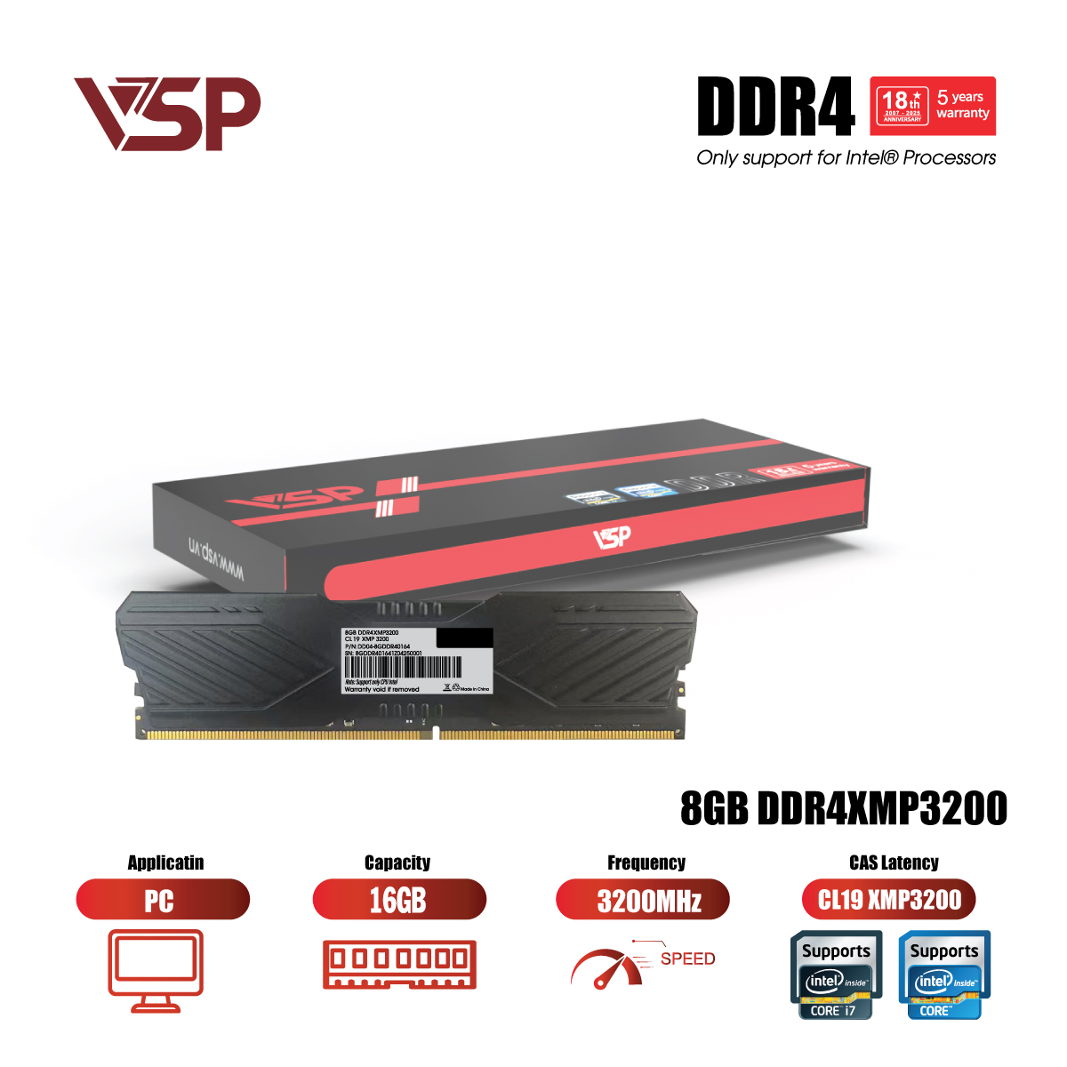 Ram PC VSP DDR4 8GB - 3200MHz