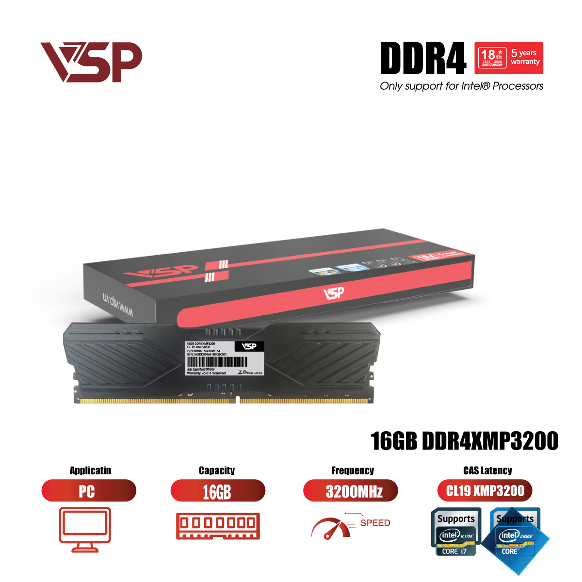 Ram PC VSP DDR4 16GB - 3200MHz