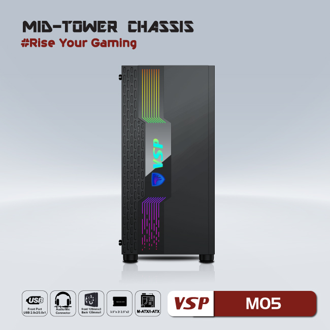 CASE VSP GAMING MID TOWER CHASSIS M05