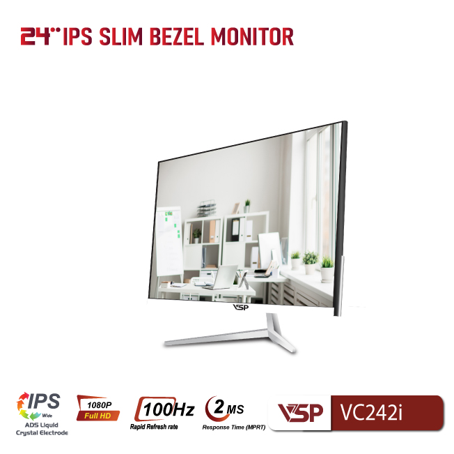 Màn hình VSP IPS VC242I - 24 inch - FHD / IPS / 100Hz / 2ms - WHITE