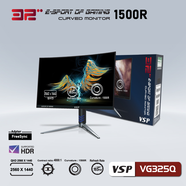 Màn hình Cong VSP VG325Q - 32 inch - FHD / 165Hz / 4ms