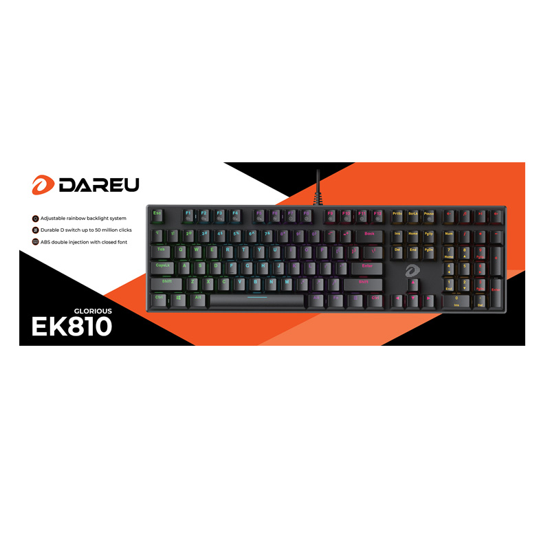 🧧SALETET - Bàn phím cơ Gaming DAREU EK810 – Black (Brown switch )