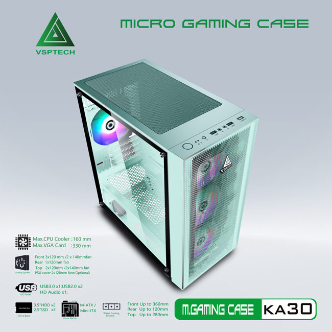 CASE VSPTECH GAMING KA30 (GREEN)