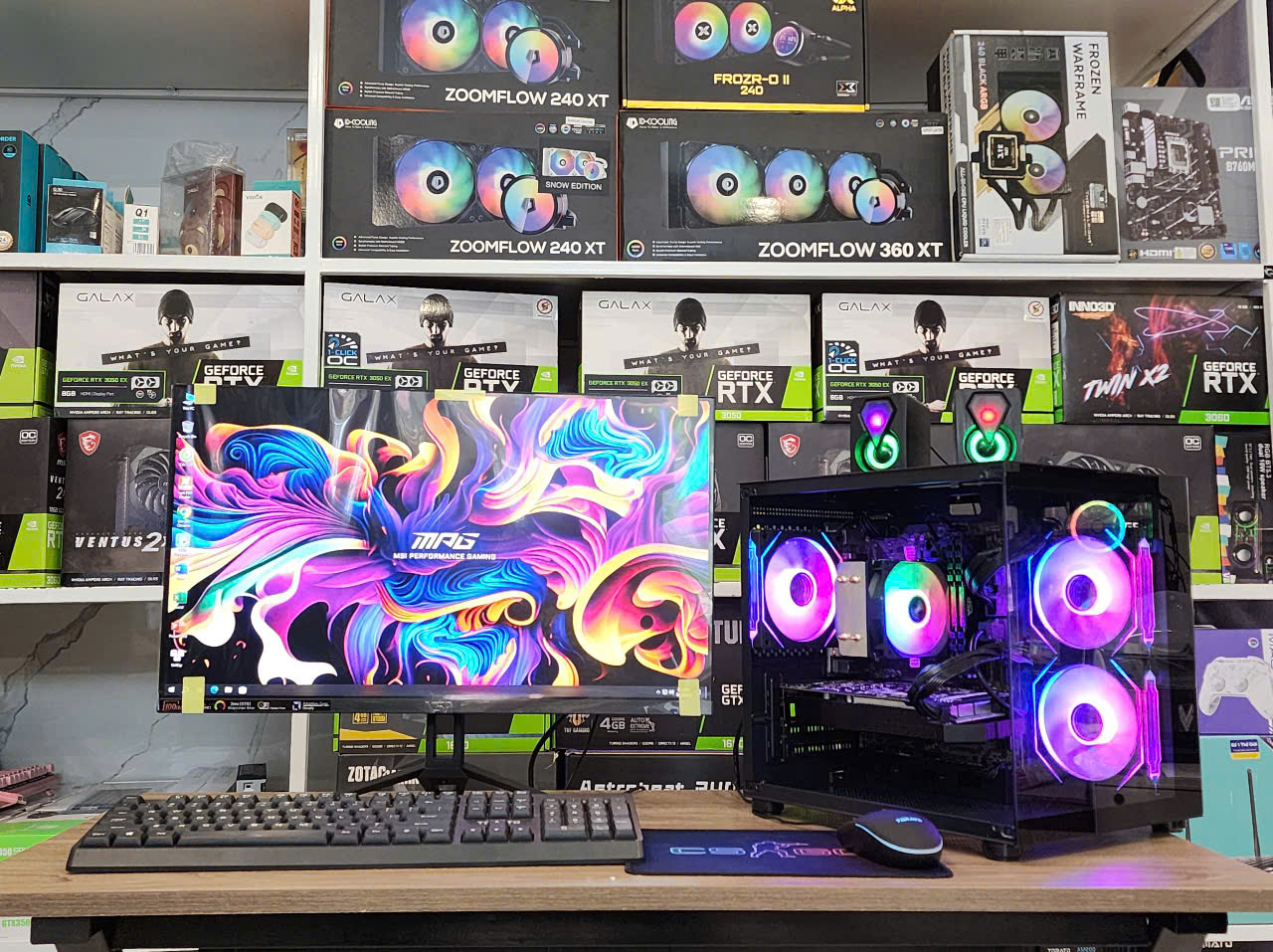 Bộ PC Gaming Đồ họa _ I5-9400F / B365 / 16G/ VGA Rời 4G / Màn 24" - FULL ĐEN