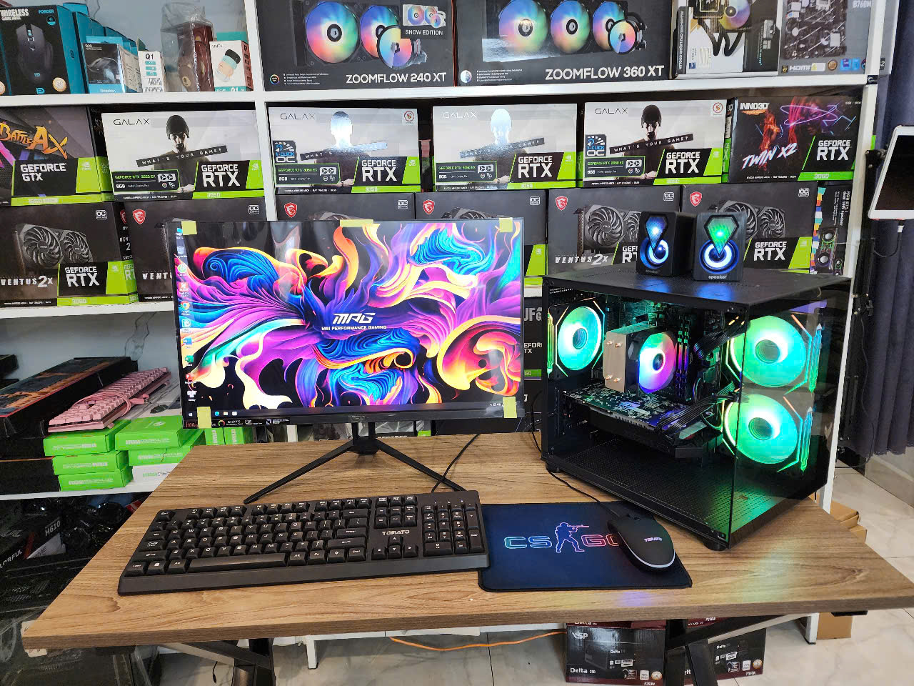 Bộ PC Gaming Đồ họa _ I5-9400F / B365 / 16G/ VGA Rời 4G / Màn 24" - FULL ĐEN