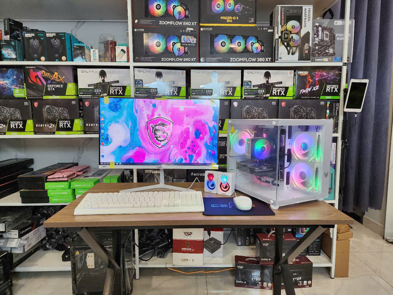 Bộ PC Gaming Đồ họa _ I5-9400F / B365 / 16G / VGA rời 4G / Màn 24" - FULL TRẮNG