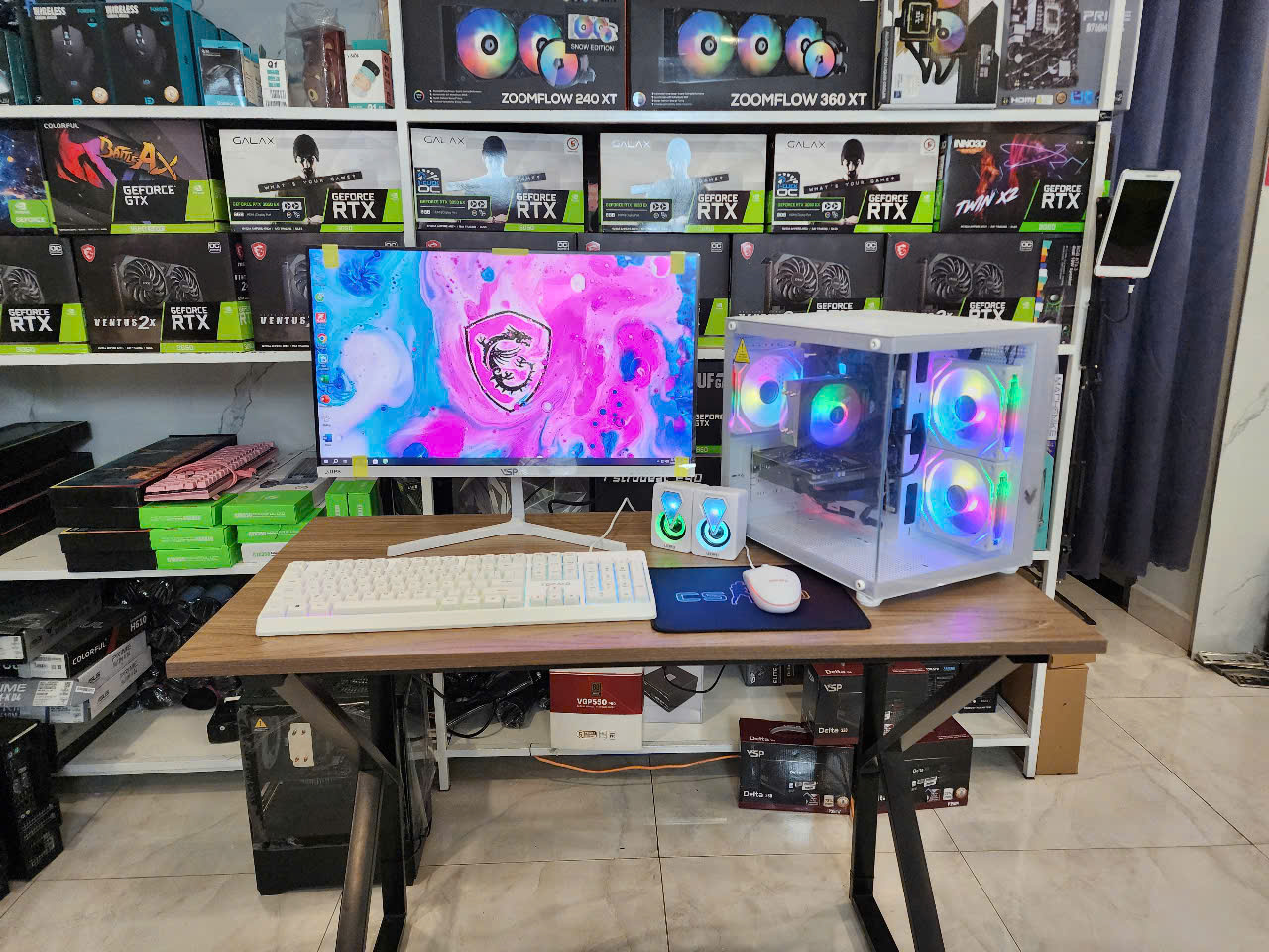 Bộ PC Gaming Đồ họa _ I5-9400F / B365 / 16G / VGA rời 4G / Màn 24" - FULL TRẮNG