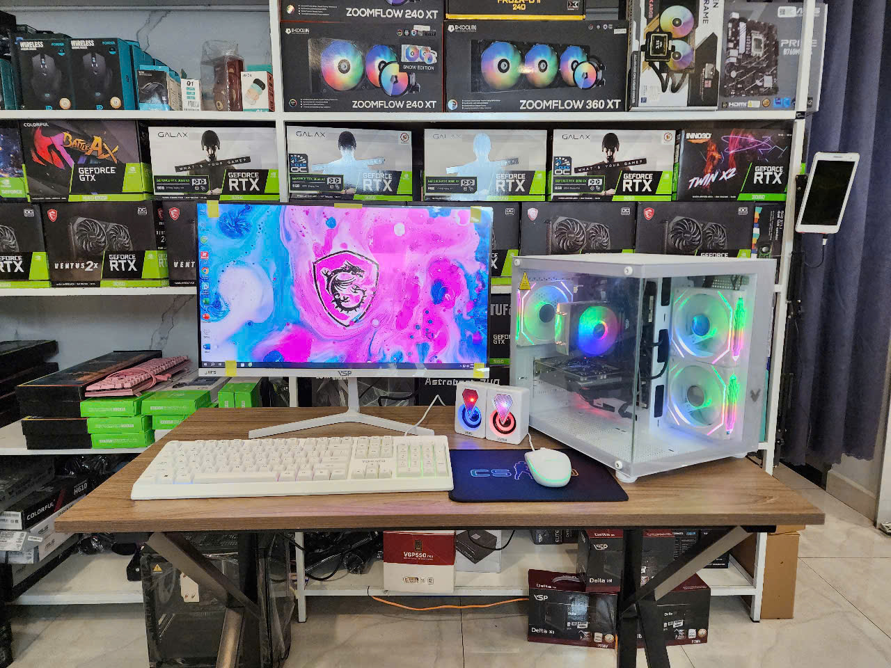 Bộ PC Gaming Đồ họa _ I5-9400F / B365 / 16G / VGA rời 4G / Màn 24" - FULL TRẮNG