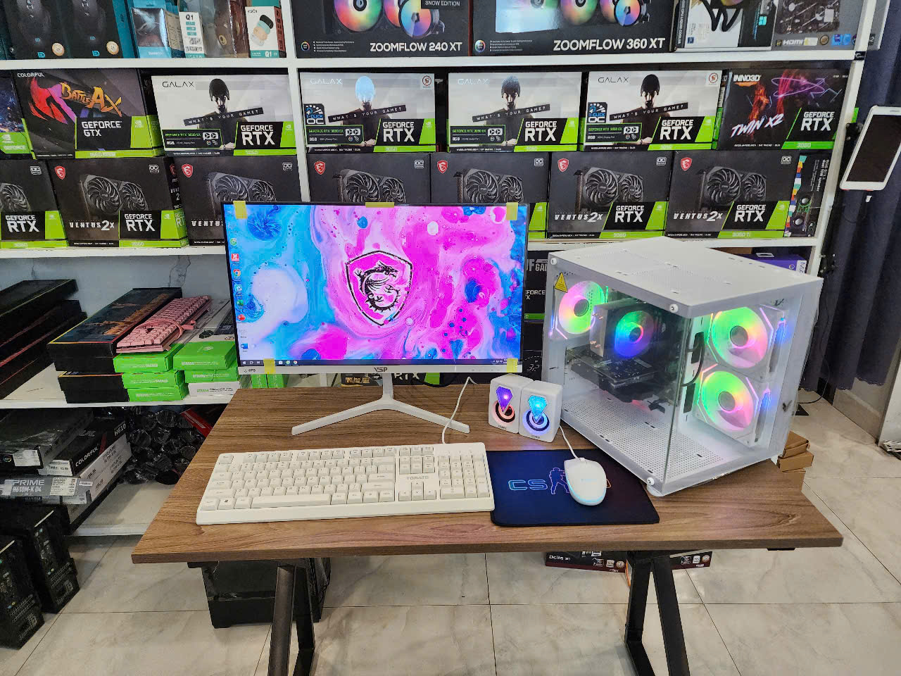 Bộ PC Gaming Đồ họa _ I5-9400F / B365 / 16G / VGA rời 4G / Màn 24" - FULL TRẮNG